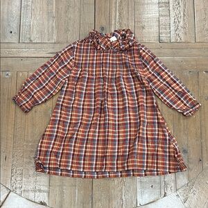 Doen Multicolor Plaid Kids Dress with Ruffle Neck 2-3 years cotton viscose